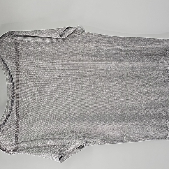 GB Silver Sheer Metallic Knit Sleeveless Blouse - Picture 9 of 10